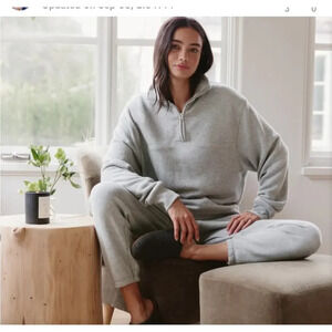 Jenni Kayne Gray Pullovers Half Zip Sweatshirt Size Medium